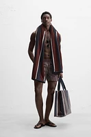 STRIPED SHOPPER BAG WITH POUCH