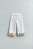 RUSTIC CROCHET KNIT FLOWER PANTS