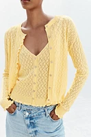 GILET EN MAILLE POINTELLE À VOLANTS
