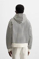 TEXT PRINT STRIPED SWEATSHIRT