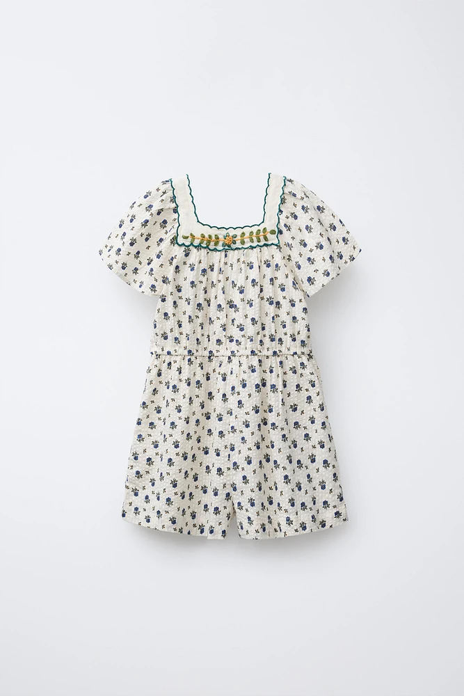COMBI-SHORT TEXTURÉ À FLEURS