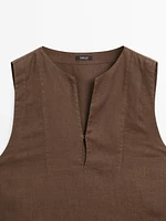 100% linen blouse with seam details