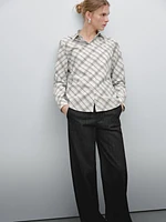 Cotton blend bias-cut check shirt