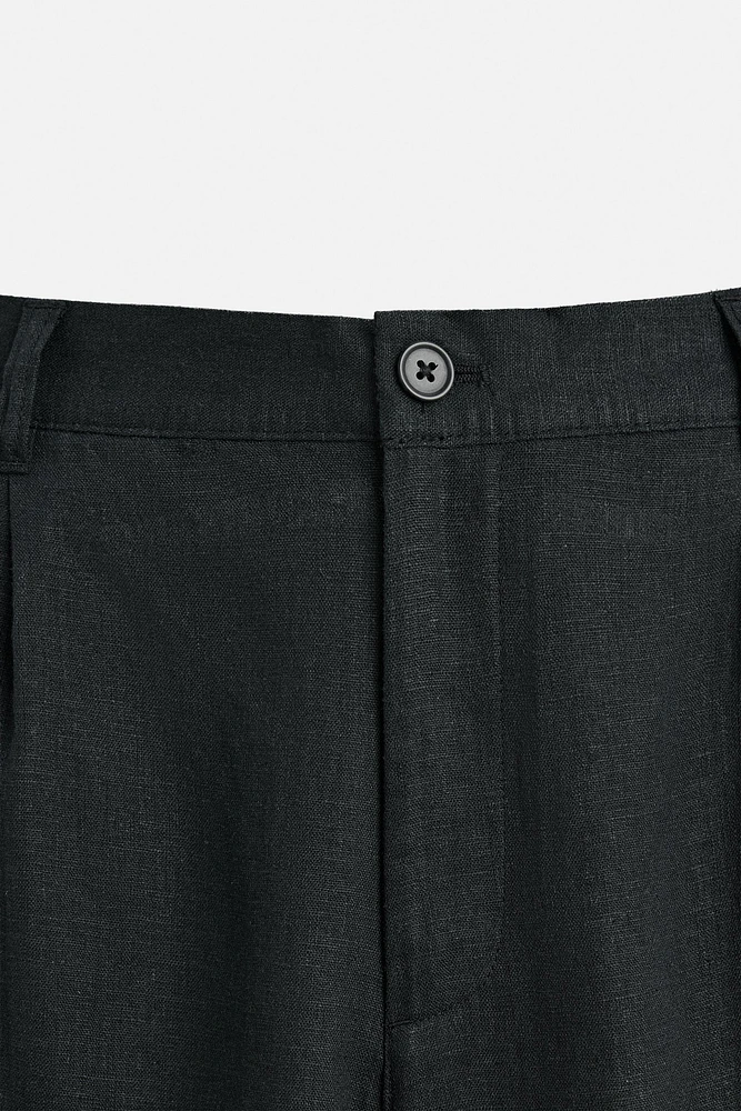 LINEN-VISCOSE OVERSIZED SHORTS