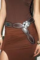 OVAL STUDDED LEATHER BELT