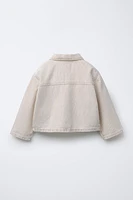 STRIPED TWILL JACKET WITH BOWS
