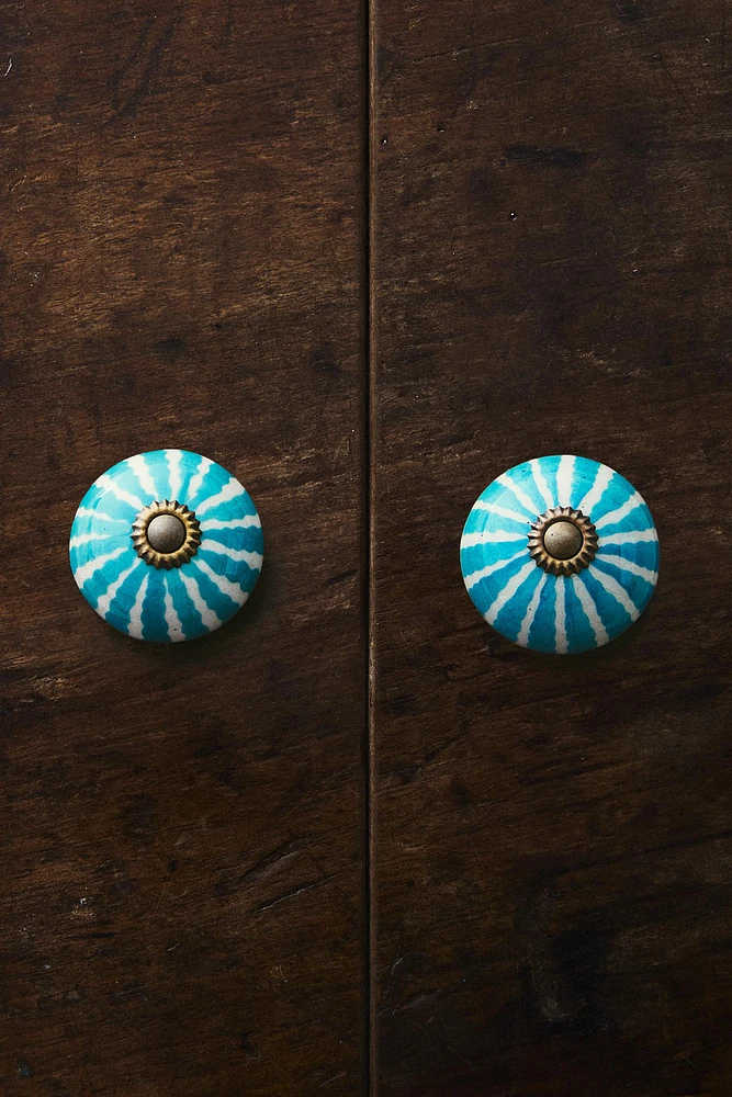 LOT BOUTONS DE PORTE CÉRAMIQUE FLEUR (LOT DE 2)