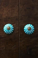 LOT BOUTONS DE PORTE CÉRAMIQUE FLEUR (LOT DE 2)