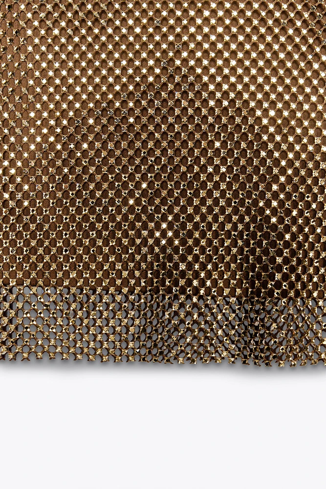 RHINESTONE MINI SKIRT