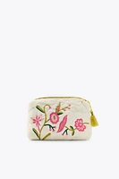 QUILTED TOILETRY BAG WITH CONTRAST EMBROIDERY