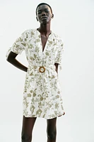 ROBE COURTE IMPRIMÉE BRODÉE AJOURÉE