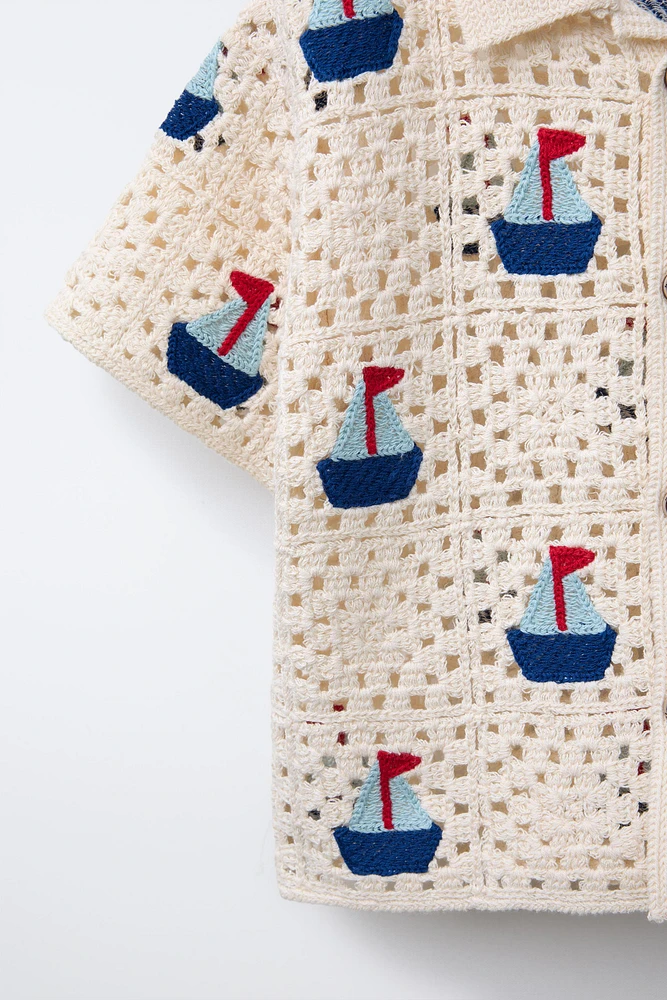 CROCHET BOAT KNIT SHIRT
