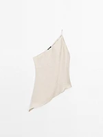 Lightweight asymmetric linen blend top