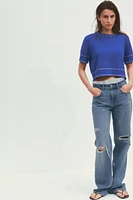 TOPSTITCH KNIT TOP