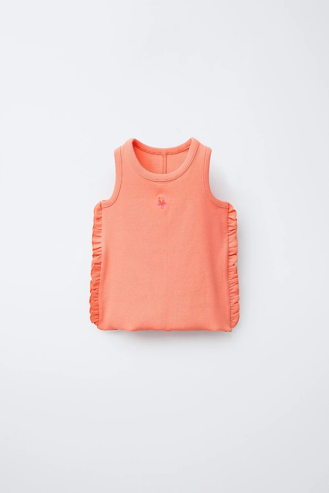 T-SHIRT RIB VOLANTS BRODÉ