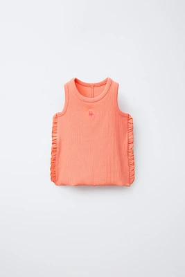T-SHIRT RIB VOLANTS BRODÉ