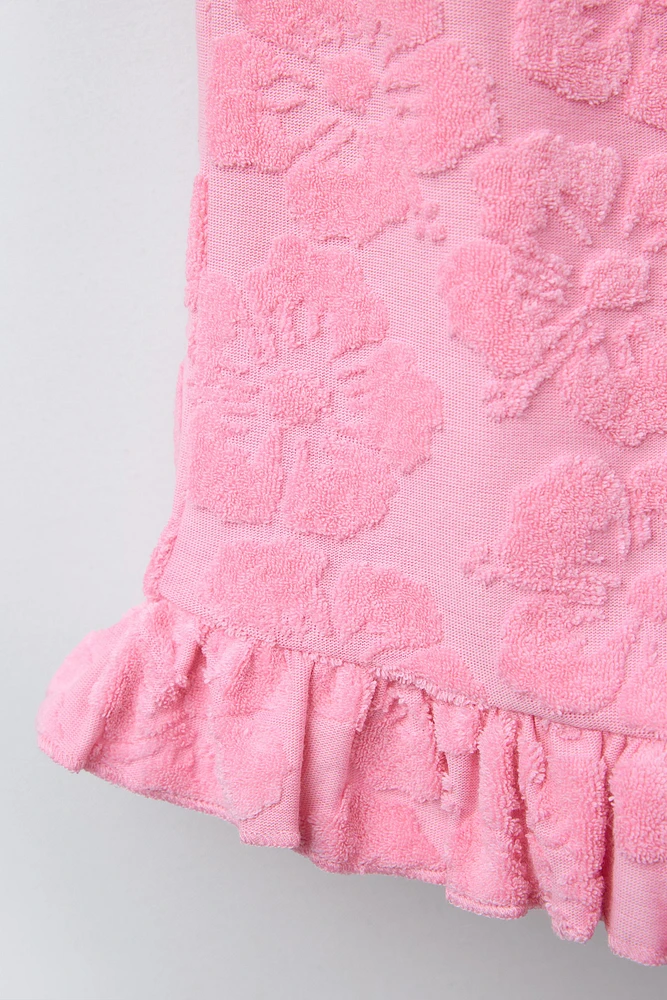 COMBI-SHORT EFFET SERVIETTE FLEURS