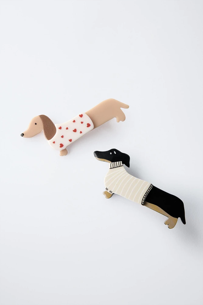 LOT DE DEUX PINCES CLIPS CHIENS