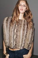 BLOUSE À ÉPAULETTES AVEC IMPRIMÉ ANIMAL ZW COLLECTION