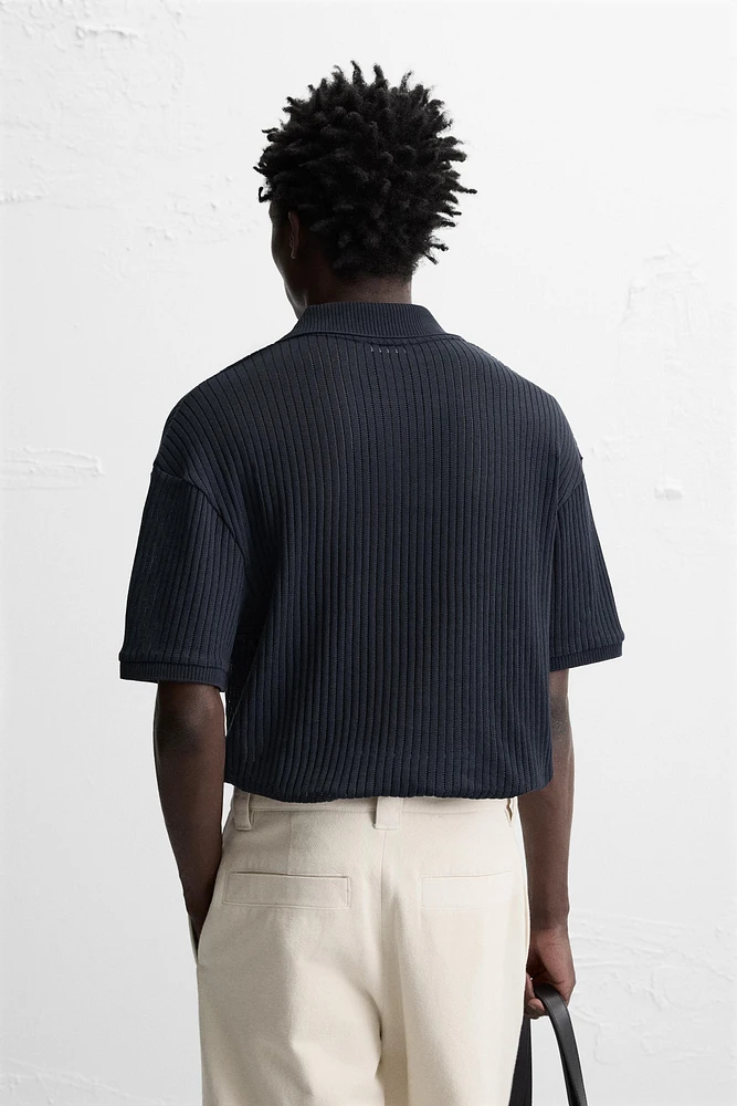 TEXTURED KNIT POLO SHIRT