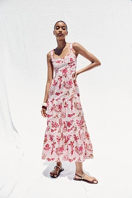 ROBE MIDI IMPRIMÉE ET AJOURÉE