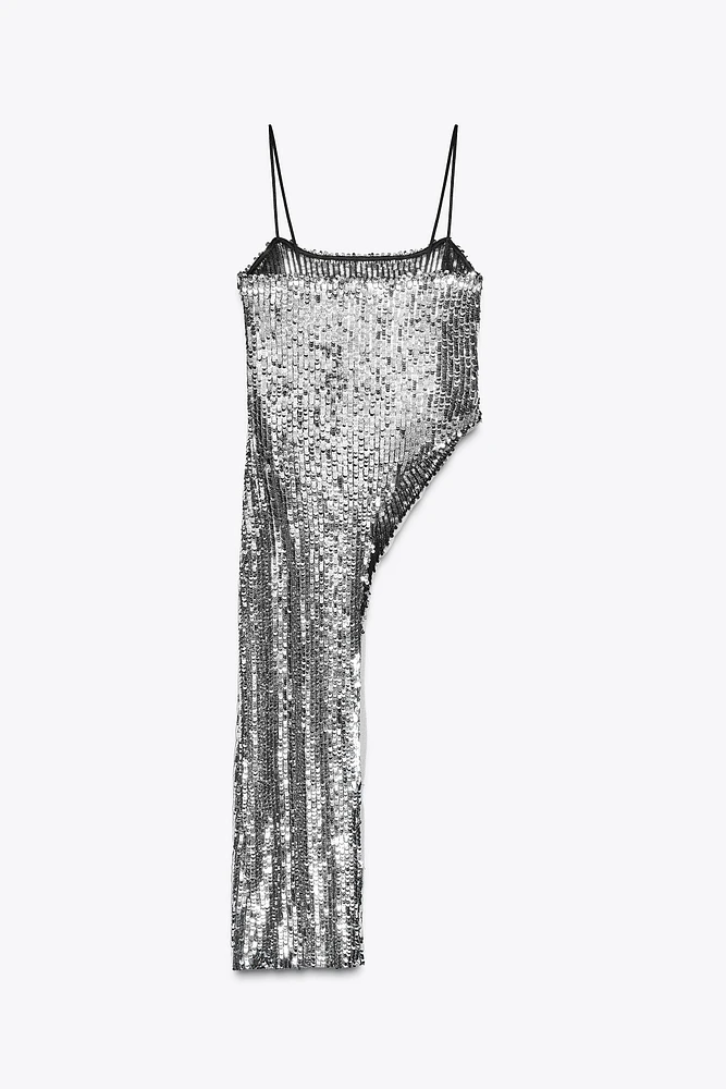 TOP ASYMÉTRIQUE À SEQUINS