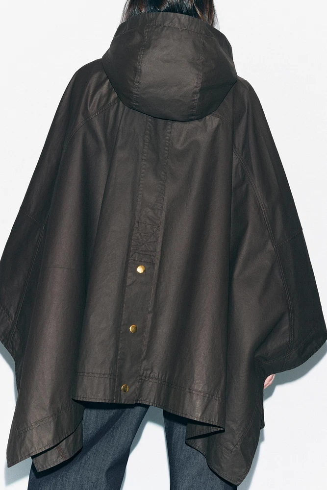 WAXED CAPE WITH CORDUROY COLLAR ZW COLLECTION