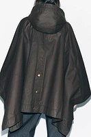 WAXED CAPE WITH CORDUROY COLLAR ZW COLLECTION