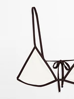 Contrast triangle bikini top