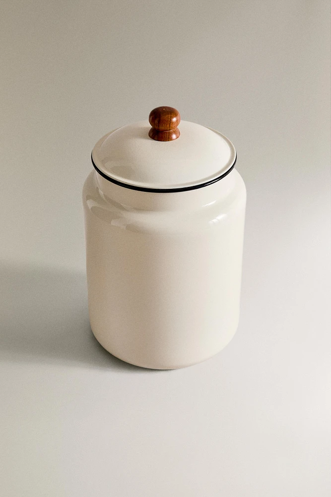 LARGE ENAMELED PET TREATS JAR