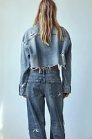 TRF CROPPED RIPPED DENIM OVERSHIRT