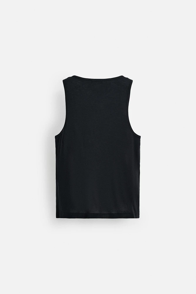 DOUBLE NECK BUTTON TANK TOP