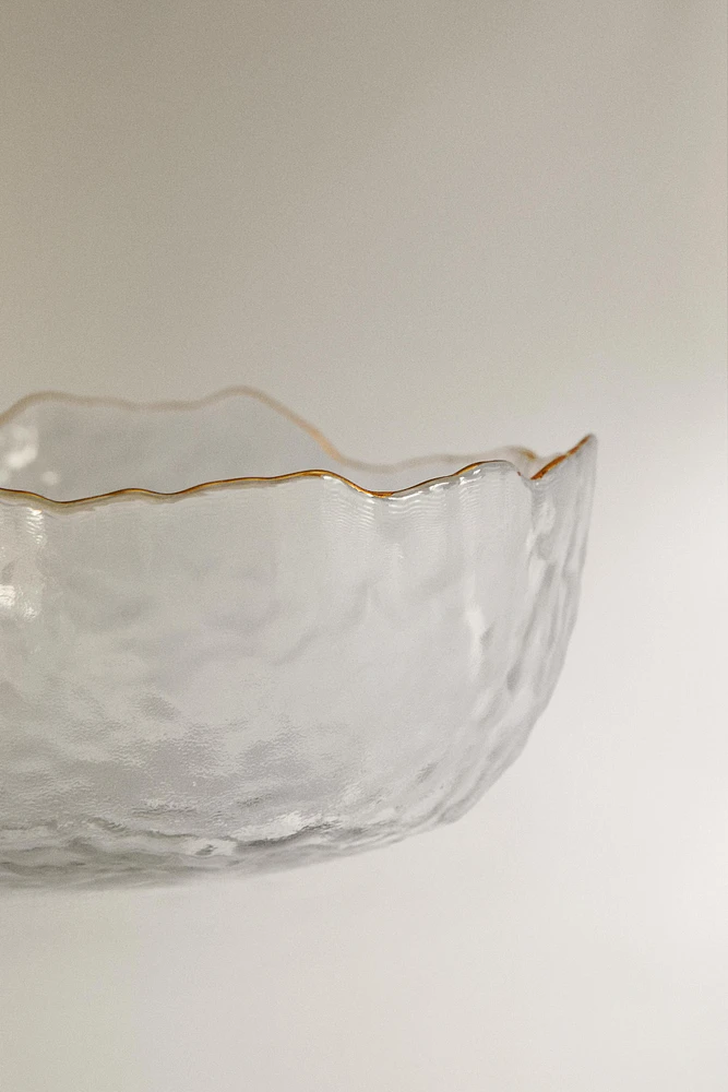 GLASS SALAD BOWL WITH RIM