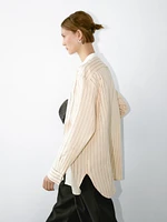 Cotton blend striped chest shirt