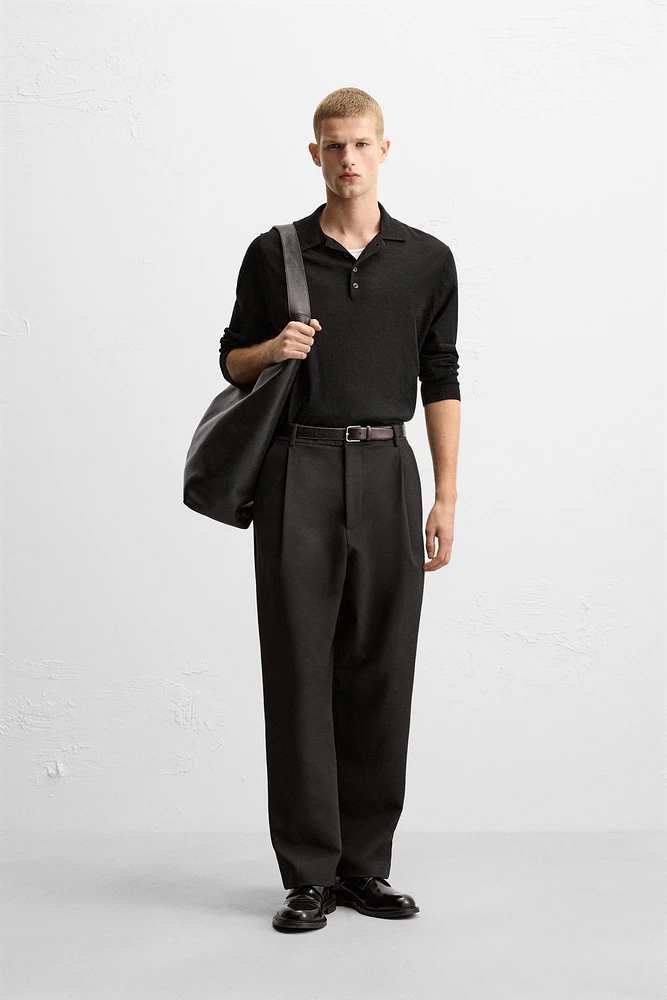 RELAXED FIT PLEATED PANTS