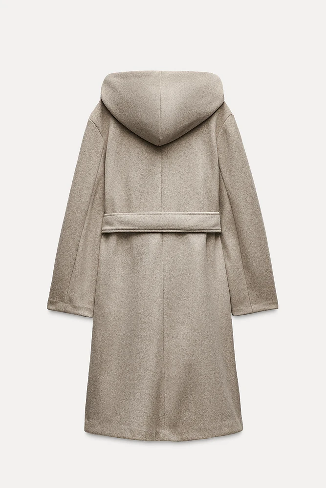 BELTED SOFT HOODED COAT