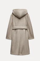 BELTED SOFT HOODED COAT