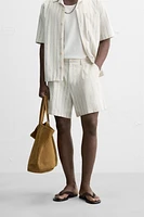 TEXTURED STRIPED SHORTS