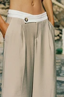 PANTALON LARGE TAILLE CONTRASTÉE