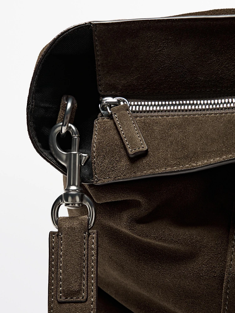 Sac cabas en croûte de cuir