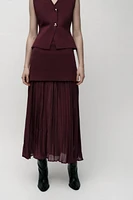 MIXED PLEATED KNIT SKIRT