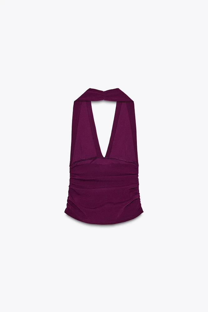 TOP HALTER À FRONCES