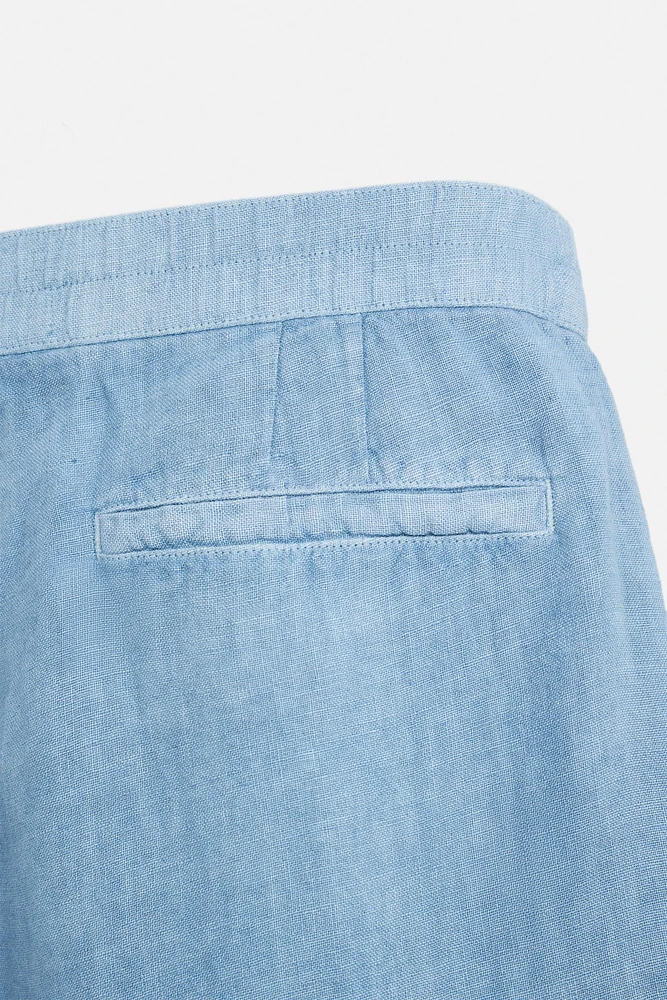 100% LINEN WASHED BERMUDA SHORTS