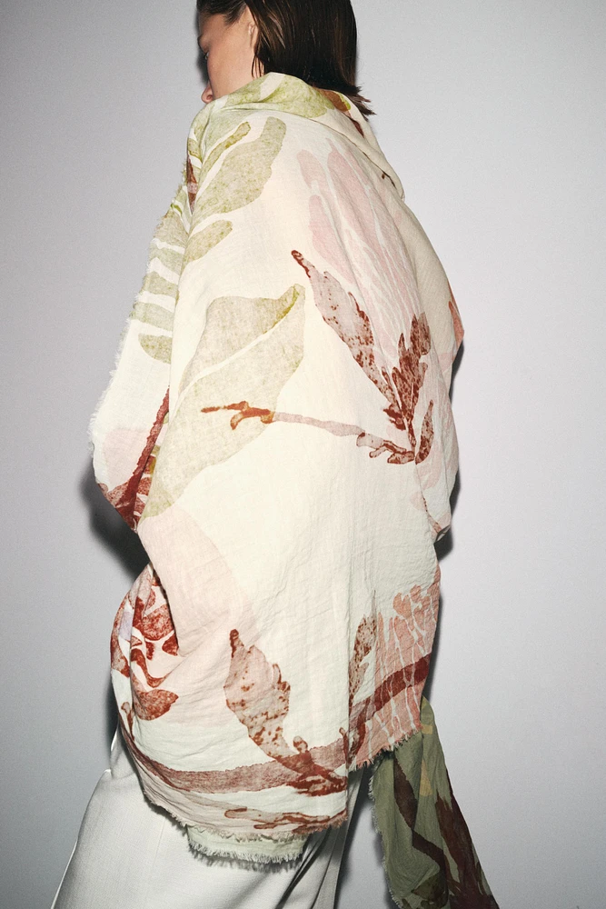 FOULARD COTON À IMPRIMÉ PIVOINES