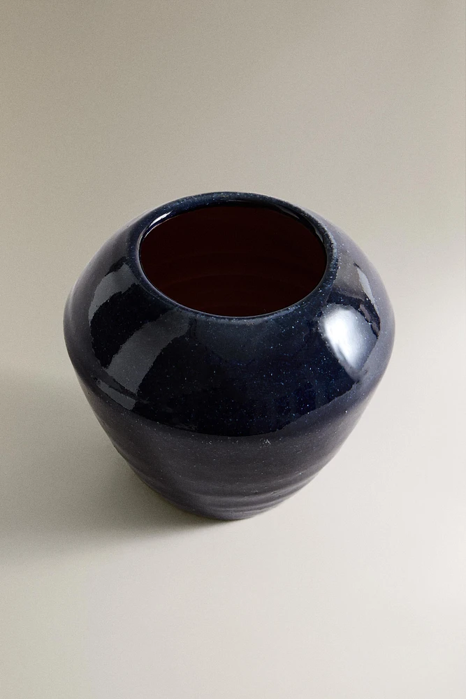 ENAMELED TERRACOTTA VASE