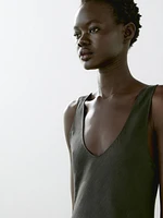 100% linen midi dress