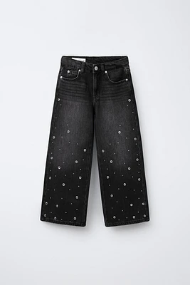 STUDDED WIDE LEG JEANS