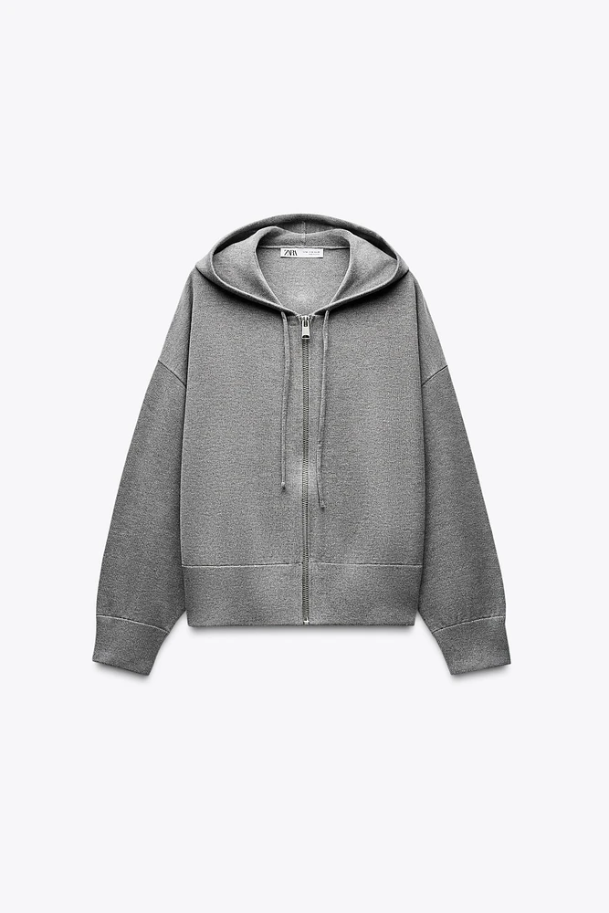 HOODED KNIT SWEATSHIRT