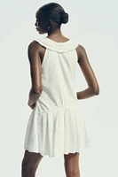PLEATED PETER PAN COLLAR SHORT DRESS