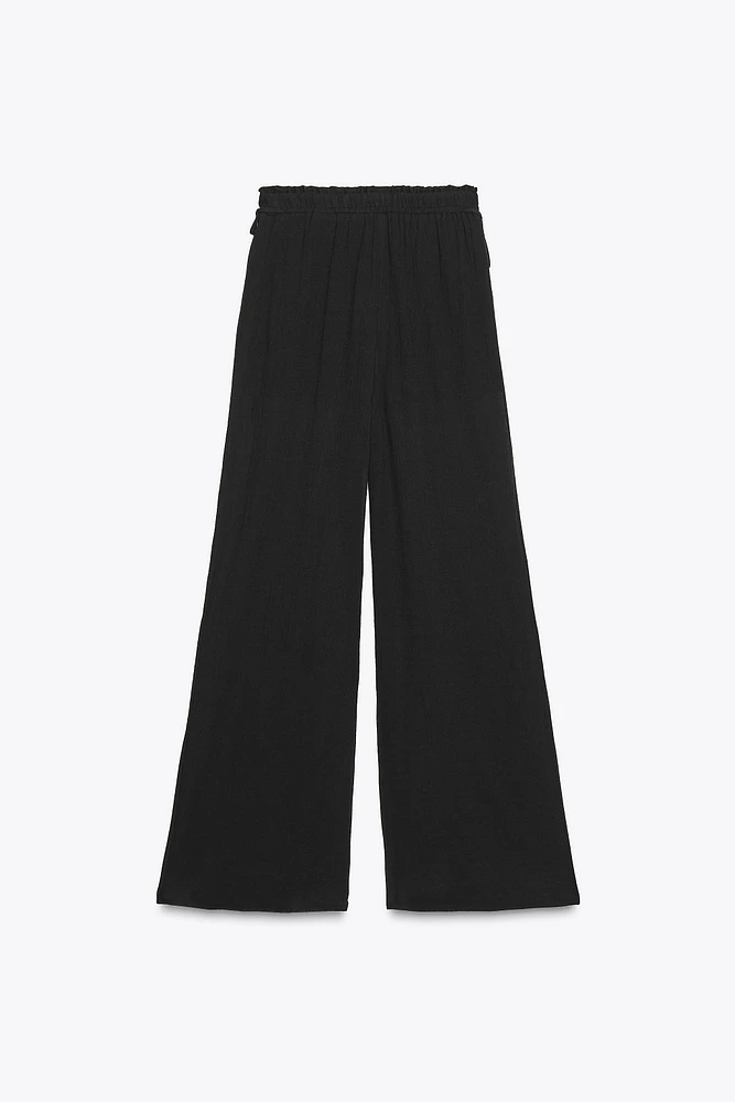 SEMI-SHEER WIDE LEG PANTS
